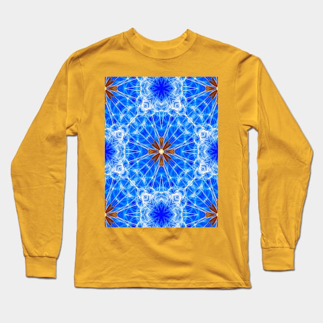 Blue and refreshing flower seed pattern. Long Sleeve T-Shirt by PatternFlower